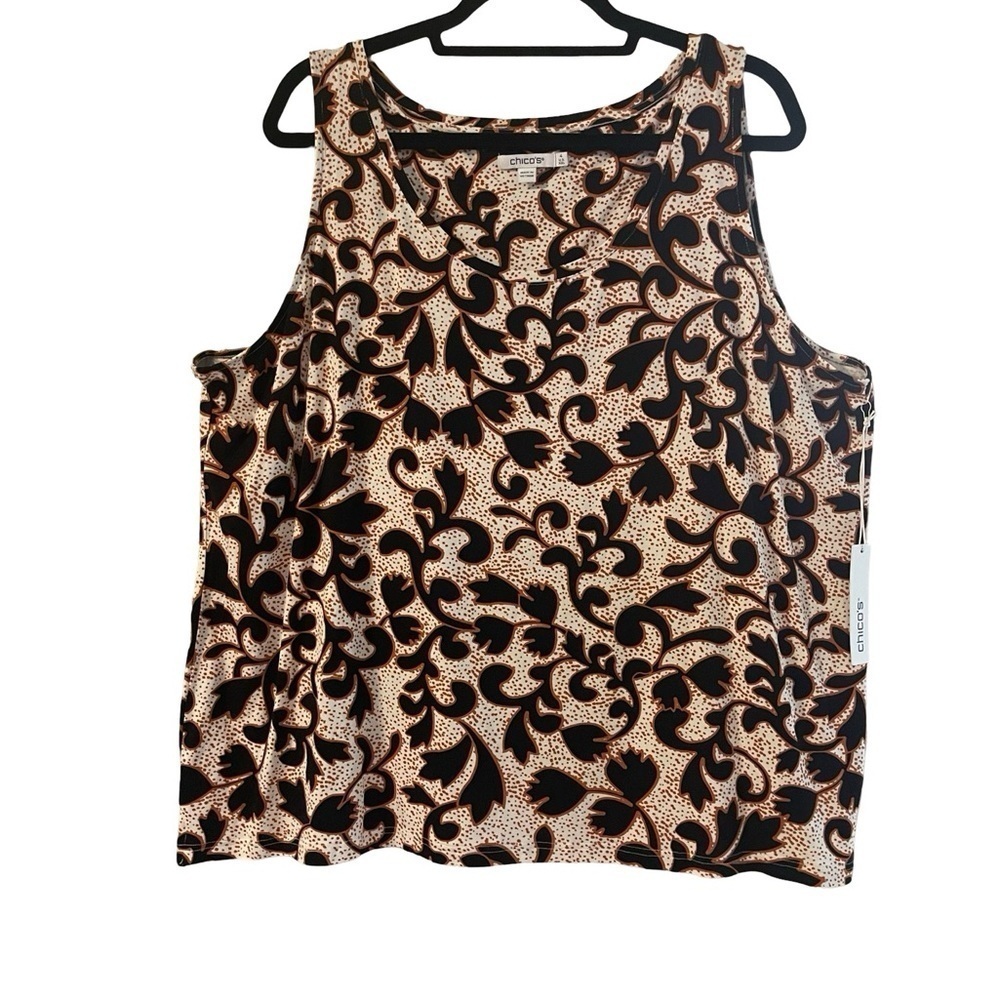 NWT Chico’s Touch of Cool Leaf Print Polished Tank Size XXL (Chico’s Size 4)
